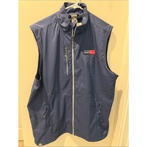 Storm Creek Men's Navy Sleeveless Zip Vest with pockets Suffolk and USA logo szL